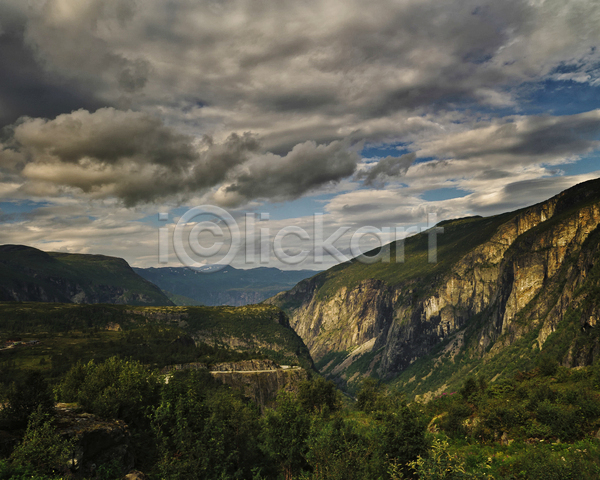 사람없음 JPG 포토 해외이미지 계곡 구름(자연) 국립공원 노르웨이 산 여름(계절) 자연 풍경(경치)