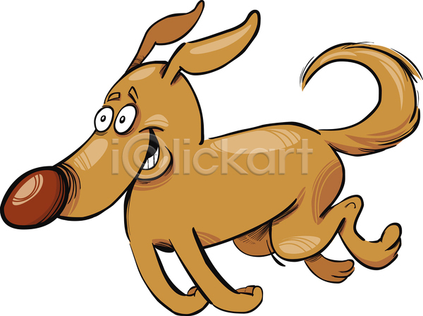 귀여움 사람없음 EPS 일러스트 해외이미지 갈색 개 달리기 만화 반려동물 캐릭터
