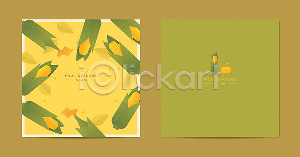 사람없음 AI(파일형식) 일러스트 가을(계절) 가을배경 계절 노란색 목업 사계절 옥수수 잎 카드(감사) 패턴 패턴백그라운드 프레임
