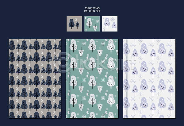 사람없음 AI(파일형식) 일러스트 겨울 겨울배경 나무 눈(날씨) 디자인 백그라운드 세트 컬러풀 패턴 패턴백그라운드 포장지