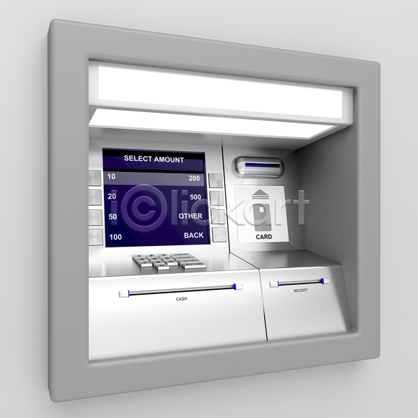 사람없음 3D JPG 포토 해외이미지 ATM 경제 금속 금융 기계 돈 스크린 신용카드 인출 자동 키패드 터미널 회색