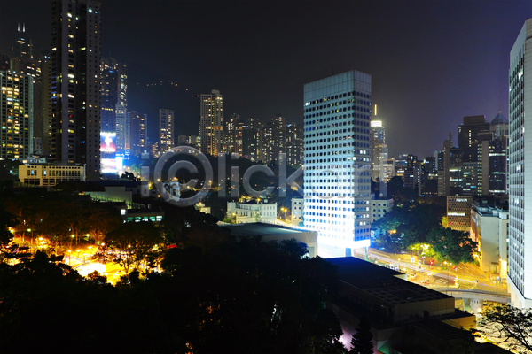 사람없음 JPG 포토 해외이미지 건물 고층빌딩 도로 도시 도시풍경 빛 야간 야경 야외 홍콩