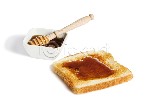 사람없음 JPG 포토 해외이미지 그릇 꿀 식빵 실내 토스트 허니디퍼 흰배경