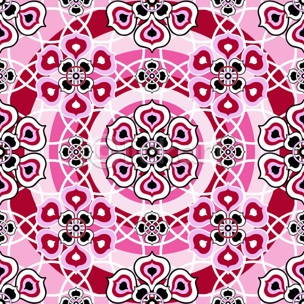 화려 사람없음 EPS 일러스트 해외이미지 대칭 디자인 만다라 백그라운드 분홍색 원형 추상 패턴 패턴백그라운드