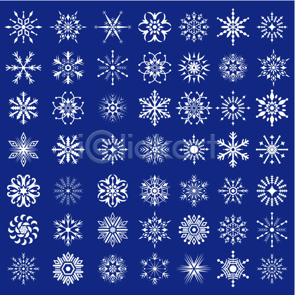 사람없음 EPS 일러스트 해외이미지 겨울 눈꽃 눈송이 디자인 세트 심볼 파란색