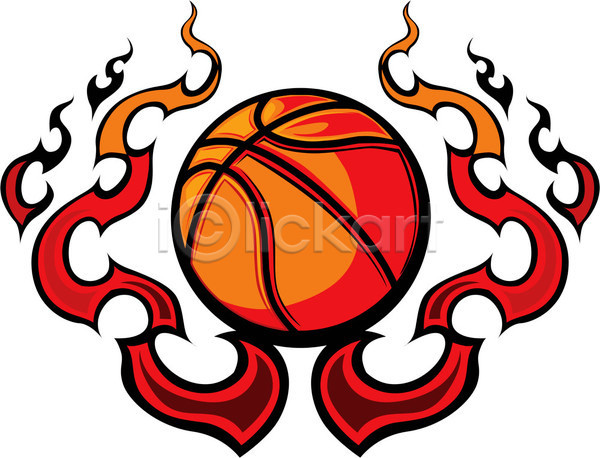 사람없음 EPS 일러스트 해외이미지 농구 농구공 불꽃(불) 주황색