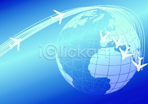 EPS 일러스트 해외이미지 교통시설 대륙 대패 비행기 섬유 세계 속도 여행 인터넷 지구 지구본 지도 지리 추상 컨셉 컴퓨터 파란배경 하늘 행성