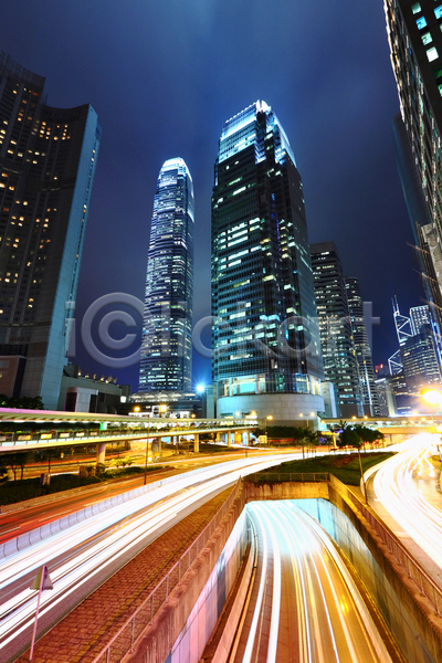 사람없음 JPG 장노출 포토 해외이미지 건물 고층빌딩 도로 도시 도시풍경 야간 야경 야외 조명 홍콩