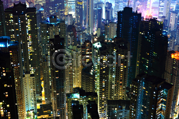 사람없음 JPG 포토 해외이미지 건물 고층빌딩 도시 도시풍경 야간 야경 야외 홍콩
