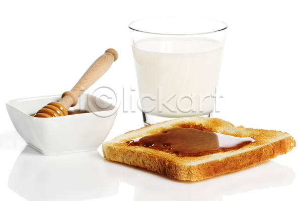 사람없음 JPG 포토 해외이미지 그릇 꿀 식빵 실내 우유 우유잔 토스트 허니디퍼 흰배경