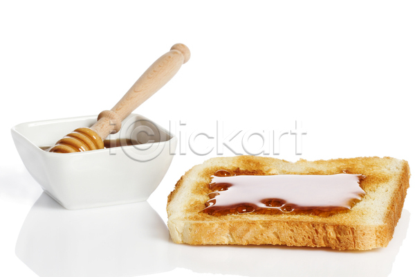 사람없음 JPG 포토 해외이미지 그릇 꿀 식빵 실내 토스트 허니디퍼 흰배경