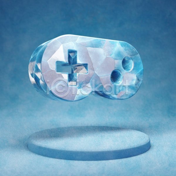 사람없음 3D JPG 입체 포토 해외이미지 게임 게임콘트롤러 얼음 오브젝트 파란색