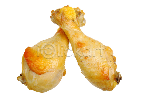 사람없음 JPG 포토 해외이미지 닭다리 닭다리튀김 두개 실내 치킨 흰배경