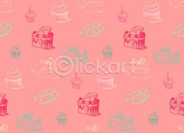 사람없음 JPG 포토 해외이미지 도넛 백그라운드 분홍색 빵집 스케치 조각케이크 컵케이크 패턴