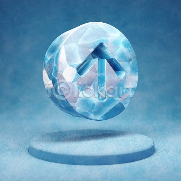 상승 사람없음 3D JPG 입체 포토 해외이미지 얼음 오브젝트 원형 파란색 화살표