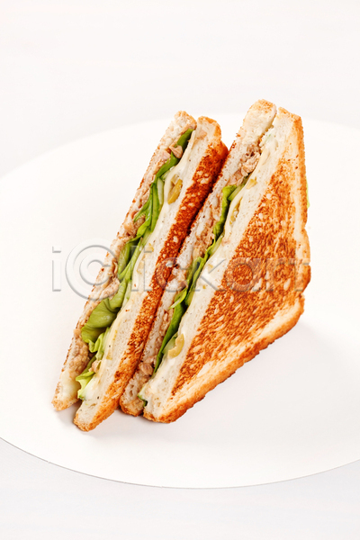 사람없음 JPG 포토 해외이미지 샌드위치 식빵 실내 양상추 접시 토스트 흰배경