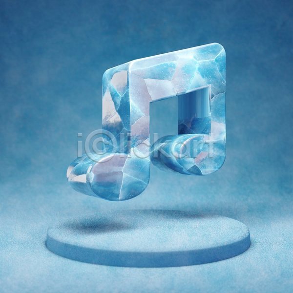 사람없음 3D JPG 입체 포토 해외이미지 얼음 오브젝트 음악 음표 파란색