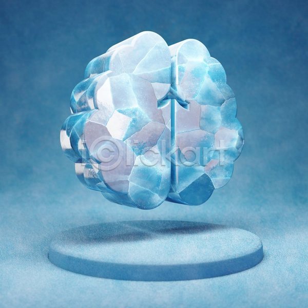 사람없음 3D JPG 입체 포토 해외이미지 두뇌 얼음 오브젝트 파란색