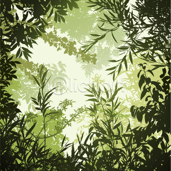 사람없음 EPS 실루엣 일러스트 해외이미지 나무 나뭇가지 숲 식물 잎 초록색