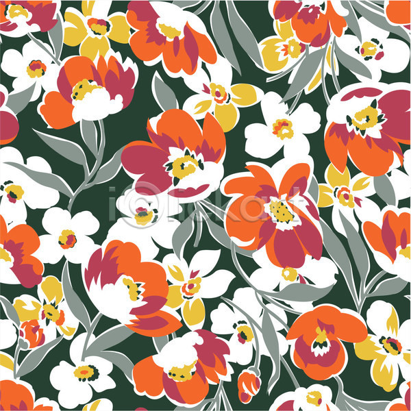 시원함 사람없음 EPS 일러스트 해외이미지 꽃무늬 백그라운드 여름(계절) 열대꽃 잎 줄기 패턴 패턴백그라운드