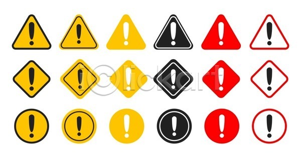사람없음 EPS 일러스트 해외이미지 검은색 경고 노란색 느낌표 빨간색 세트 엘리먼트 표지판