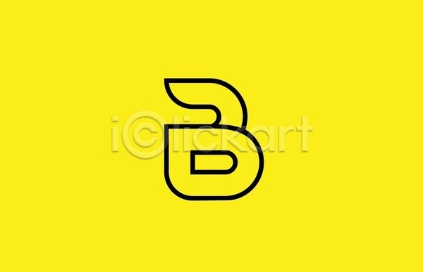 사람없음 EPS 라인일러스트 일러스트 해외이미지 B 노란색 디자인 선 심볼 알파벳 엘리먼트 영어 활자