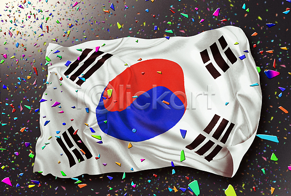 축하 사람없음 PSD 일러스트 국기 꽃가루 날리기 올림픽 월드싸커 응원 축제 태극기 한국