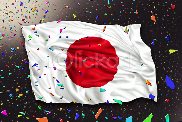 축하 사람없음 PSD 일러스트 국기 꽃가루 날리기 올림픽 월드싸커 응원 일본 일장기 축제
