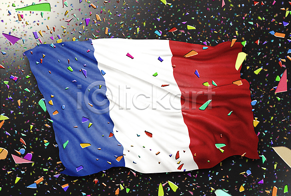 축하 사람없음 PSD 일러스트 국기 꽃가루 날리기 올림픽 월드싸커 응원 축제 프랑스 프랑스국기