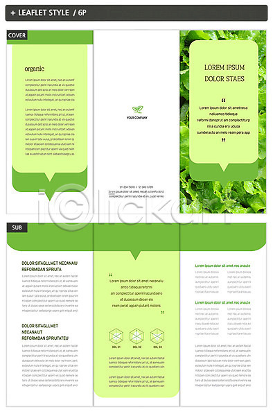 신선 사람없음 INDD ZIP 인디자인 템플릿 3단접지 내지 리플렛 상추 유기농 채소 초록색 팜플렛 표지 표지디자인