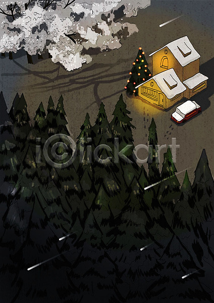 차가움 추위 행복 사람없음 PSD 일러스트 겨울 겨울배경 겨울풍경 나무 날씨 눈(날씨) 백그라운드 빛 산속 주택 크리스마스 풍경(경치) 흰색