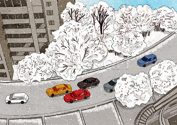 차가움 추위 행복 사람없음 PSD 일러스트 건물 겨울 겨울배경 겨울풍경 날씨 눈(날씨) 도시 도시풍경 백그라운드 자동차 크리스마스 풍경(경치) 흰색