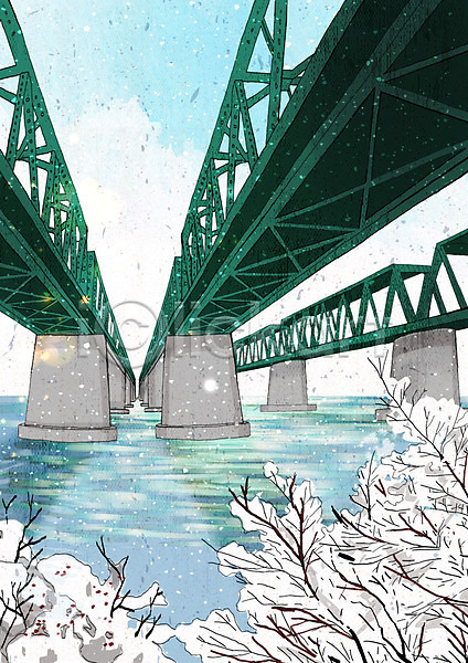 차가움 추위 행복 사람없음 PSD 일러스트 강 겨울 겨울배경 겨울풍경 날씨 눈(날씨) 다리(건축물) 도시 도시풍경 백그라운드 크리스마스 풍경(경치) 한강 흰색