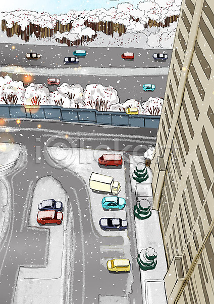 차가움 추위 행복 사람없음 PSD 일러스트 건물 겨울 겨울배경 겨울풍경 날씨 내려보기 눈(날씨) 도로 도시 도시풍경 백그라운드 자동차 주차장 주택 크리스마스 풍경(경치) 흰색