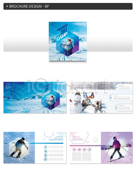 즐거움 20대 남자 성인 여러명 여자 INDD ZIP 인디자인 템플릿 겨울 눈(날씨) 스노우보드 스키 스키장 스키장비 스키캠프 파란색 팜플렛