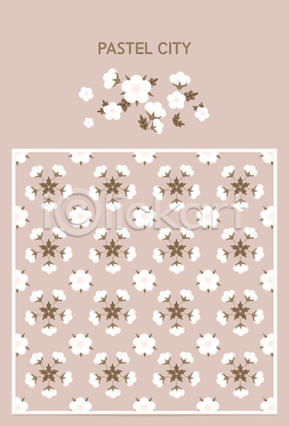 사람없음 AI(파일형식) 일러스트 갈색 그래픽백그라운드 꽃 목화꽃 백그라운드 여러개 파스텔톤 패턴