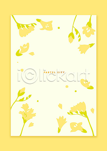 포근함 사람없음 AI(파일형식) 일러스트 개나리 꽃 노란색 백그라운드 봄 봄배경 파스텔톤 포스터 프레임 프리지어