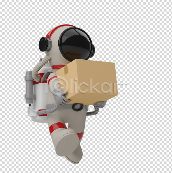 사람 한명 3D PNG 디지털합성 편집이미지 3D소스 누끼 들기 배달원 배송 우주복 우주비행사 전신 택배 택배상자 편집소스