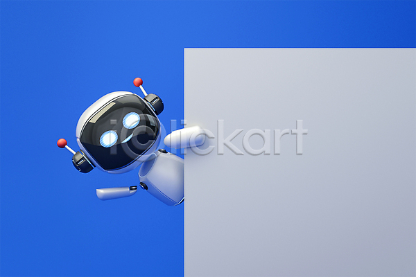 사람없음 3D PSD 디지털합성 편집이미지 3D캐릭터 AI(인공지능) 나오기 로봇 배너 사각프레임 손들기 정보기술 채팅봇 파란색 편집 편집소스