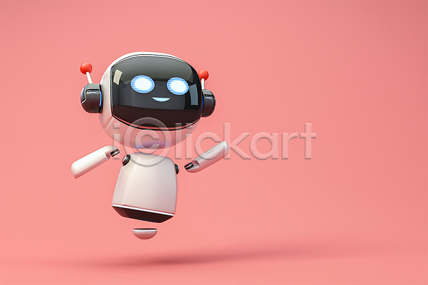 사람없음 3D PSD 디지털합성 편집이미지 3D캐릭터 AI(인공지능) 로봇 분홍색 손들기 손인사 정보기술 채팅봇 편집 편집소스