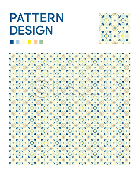 사람없음 AI(파일형식) 일러스트 가득함 꽃무늬 노란색 디자인 무늬 문양 벽지 장식 전통문양 조합 타일 패턴 한국전통