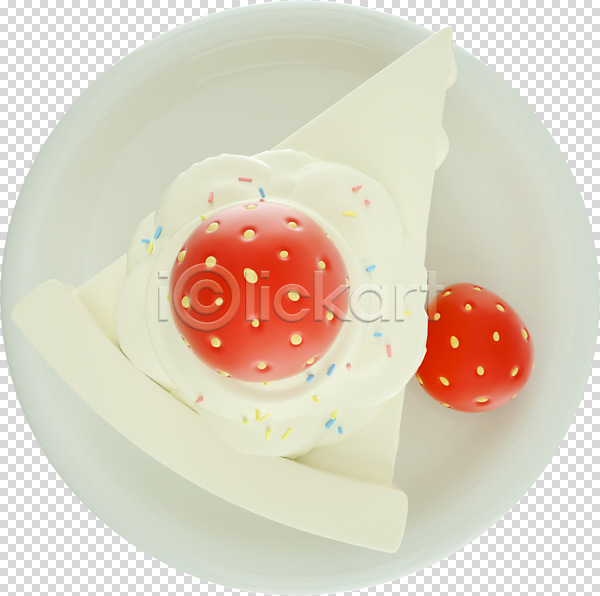 사람없음 3D PNG 디지털합성 편집이미지 3D소스 누끼 디저트 딸기 딸기케이크 접시 조각케이크 편집 편집소스