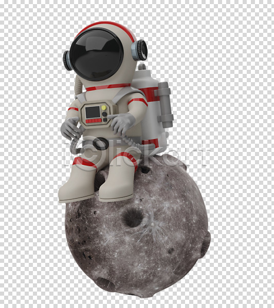 사람 한명 3D PNG 디지털합성 편집이미지 3D소스 3D캐릭터 누끼 달 앉기 우주복 우주비행사 전신 편집소스