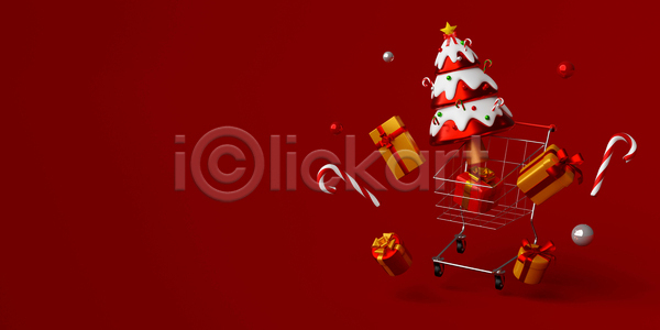 사람없음 3D JPG 디지털합성 포토 해외이미지 빨간색 선물상자 세일 쇼핑 쇼핑카 오너먼트 장식볼 지팡이사탕 크리스마스 크리스마스선물 크리스마스트리