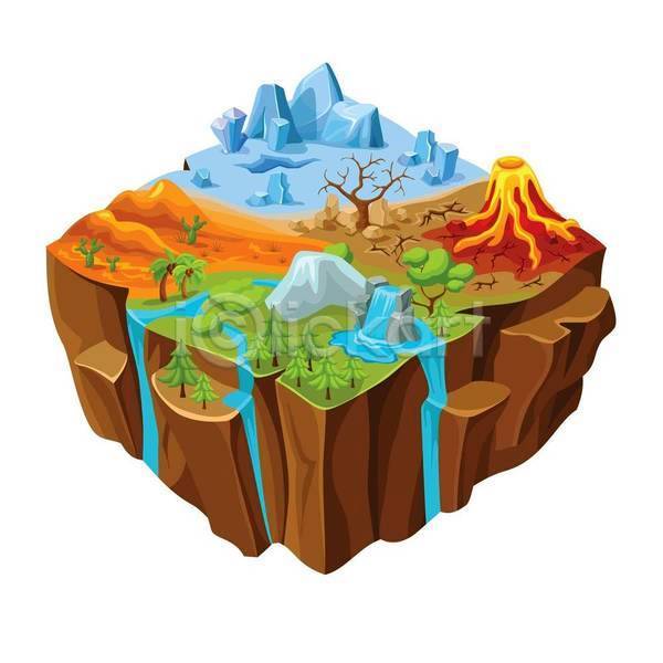 사람없음 EPS 일러스트 해외이미지 게임 그래픽 나무 땅 빙하 사막 선인장 소재 엘리먼트 오브젝트 초원(자연) 폭포 화산 환경