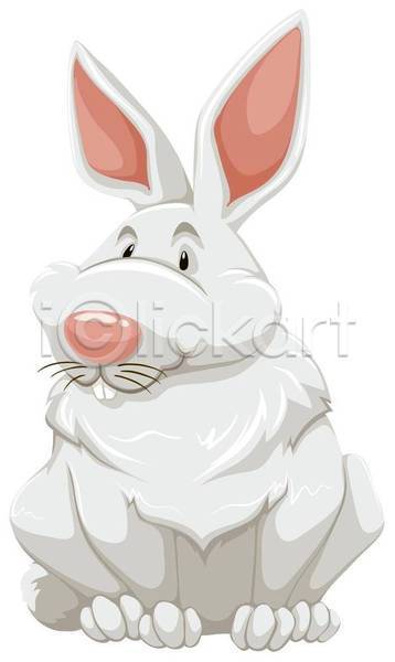 귀여움 사람없음 EPS 일러스트 해외이미지 토끼 토끼캐릭터 한마리 흰색