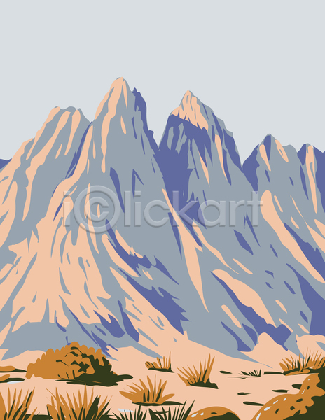 사람없음 JPG 포토 해외이미지 국립공원 그림 뉴멕시코 산맥 자연 카툰스타일 풍경(경치)