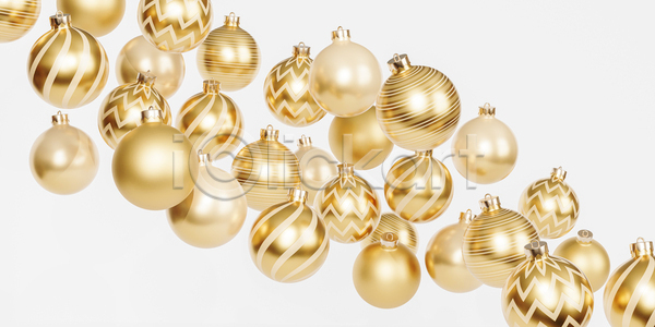 축하 사람없음 3D JPG 포토 해외이미지 12월 겨울 계절 공 디자인 만들기 배너 백그라운드 빛 새해 선물 인사 장식 장식볼 축제 크리스마스 패턴 황금 휴가 흰색
