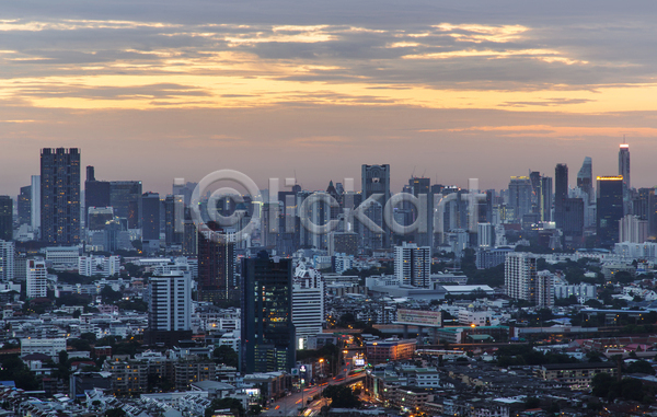 사람없음 JPG 포토 해외이미지 구름(자연) 도시 도시풍경 방콕 야간 야외 일몰 전경 하늘