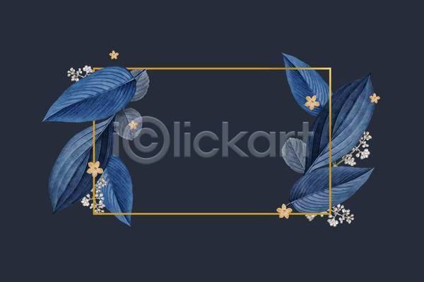 사람없음 EPS 일러스트 해외이미지 꽃 보테니컬아트 사각프레임 잎 직사각형 파란색